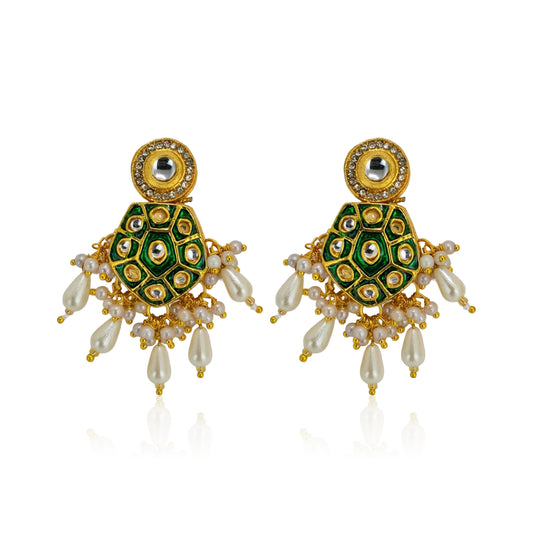 Yellow Chimes chandbali earrings - bridal outfit accessory