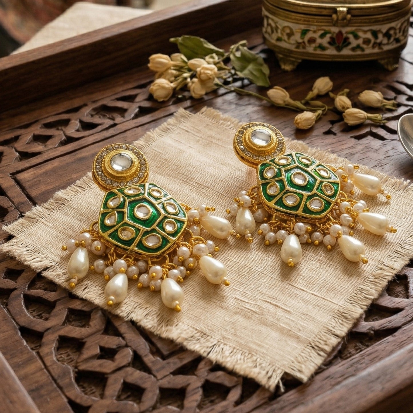 Yellow Chimes handcrafted earrings - traditional ethnic wear