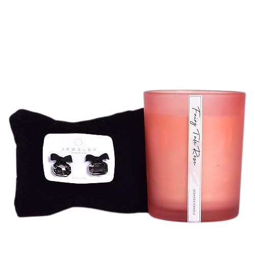 Combo: Gift Set for Women with Scented Candle & Bow Stud Earring | Medium | Black | Perfect for All Occasions