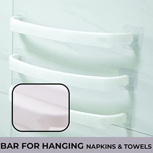 Kuber Industries Towel Hanger for Bathroom|Wall Mounted Cloth Hanger|Multipurpose Cloth & Napkin Holder|Premium PP Material|Self-Adhesive DIY Installation|Bathroom & Kitchen Organizer|Pack of 3|White