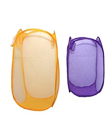 Mesh Laundry Basket - Portable, Foldable, Handle | Standard Size | Multicolour | Ideal for Bathroom