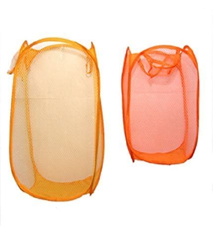 Mesh Laundry Basket - Portable, Foldable, Handle | Standard Size | Multicolour | Ideal for Bathroom