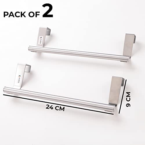 Pack of 2: Stainless Steel Wall Mounted Tissue Paper Holder | Easy Installation | Grey | 24x9x8 cm