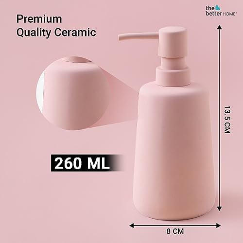 The Better Home 260ml Soap Dispenser Bottle - Pink (Set of 2)  | Elegant and Functional Liquid Pump for Kitchen, Wash-Basin, and Bathroom