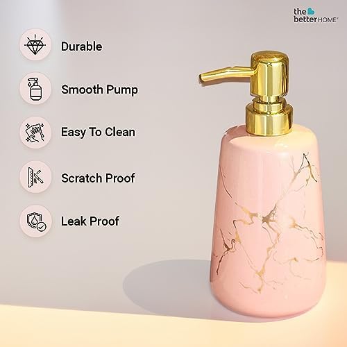 Set of 4: Soap Dispenser Bottles - Elegant Liquid Pump for Kitchen & Bathroom | 260ml | Pink