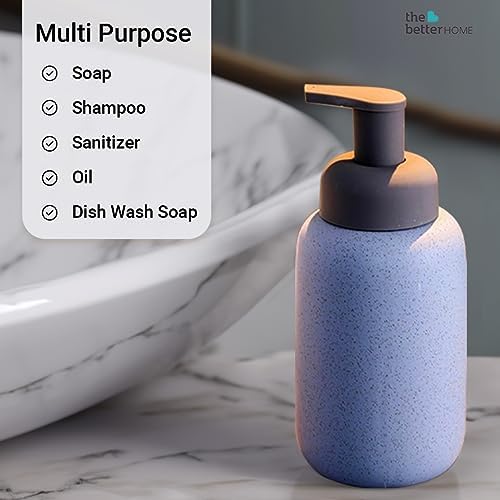 Set of 4: Ceramic Liquid Dispensers - Ideal for Shampoo, Lotion & More | 400ml | Blue