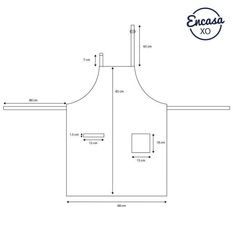 Encasa XO Cotton Stain-Resistant Kitchen Bib Apron - Grey With Adjustable Straps, Pocket & Towel Holder | For Home & Outdoors Cooking - Men & Women - 68x85 cm