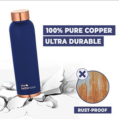 The Better Home Copper Water Bottle 1 Litre | 100% Pure Copper Bottle | BPA Free Water Bottle with Anti Oxidant Properties of Copper Blue Pack of 2 (Blue)