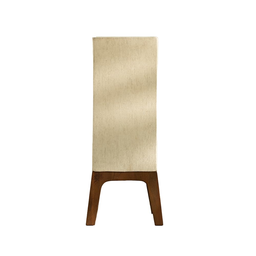 Wooden Table Lamp with Square Legs & Shade (Beige) | Decorative Night Light | 18 x 18 x 43 cm | Art Deco