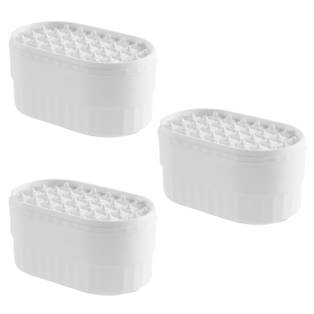 Kuber Industries Nail Press 2-Layer Ice Box|Flexible Ice Cube Tray|Pack of 3|White