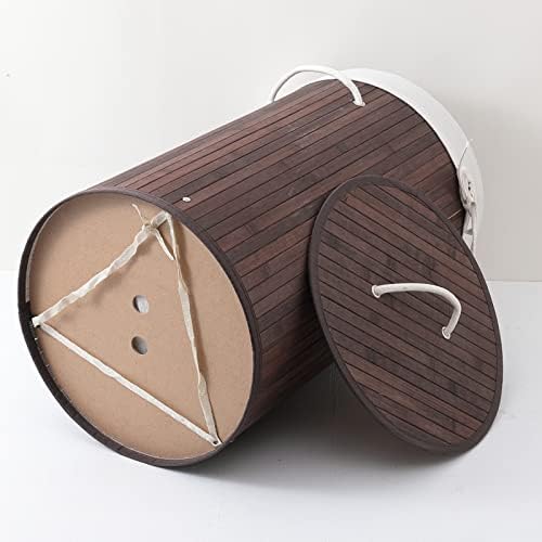 Pack of 3: Bamboo Laundry Bags - Foldable with Lid | 72 Litres | Dark Brown | Perfect for Clothes Storage