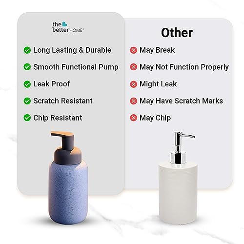 Set of 4: Ceramic Liquid Dispensers - Ideal for Shampoo, Lotion & More | 400ml | Blue