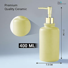 The Better Home 400ml Soap Dispenser Bottle - Green (Set of 2) |Ceramic Liquid Pump Dispenser for Kitchen, Wash-Basin, and Bathroom