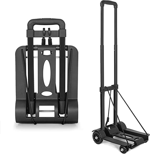 Cheston Folding Hand Trolley Cart with Wheels I Adjustable Pull Handle I Heavy Duty Utility Cart I Portable, Light Weight Platform Truck I Luggage Trolley for Goods Carrying |50 Kg Loading I Iron+ABS