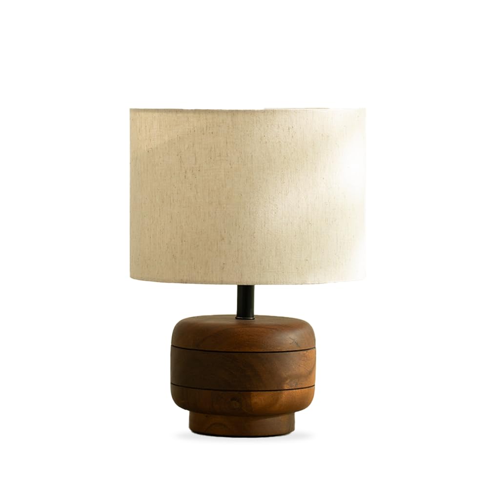 Ellementry Gren Wooden Table Lamp for Bedroom | Table D�cor Bedside Lamp for Bedroom | Eco- Friendly Table Lamp for Living Room | Sustainable Home D�cor Items | Bedroom D�cor | Gingerbread