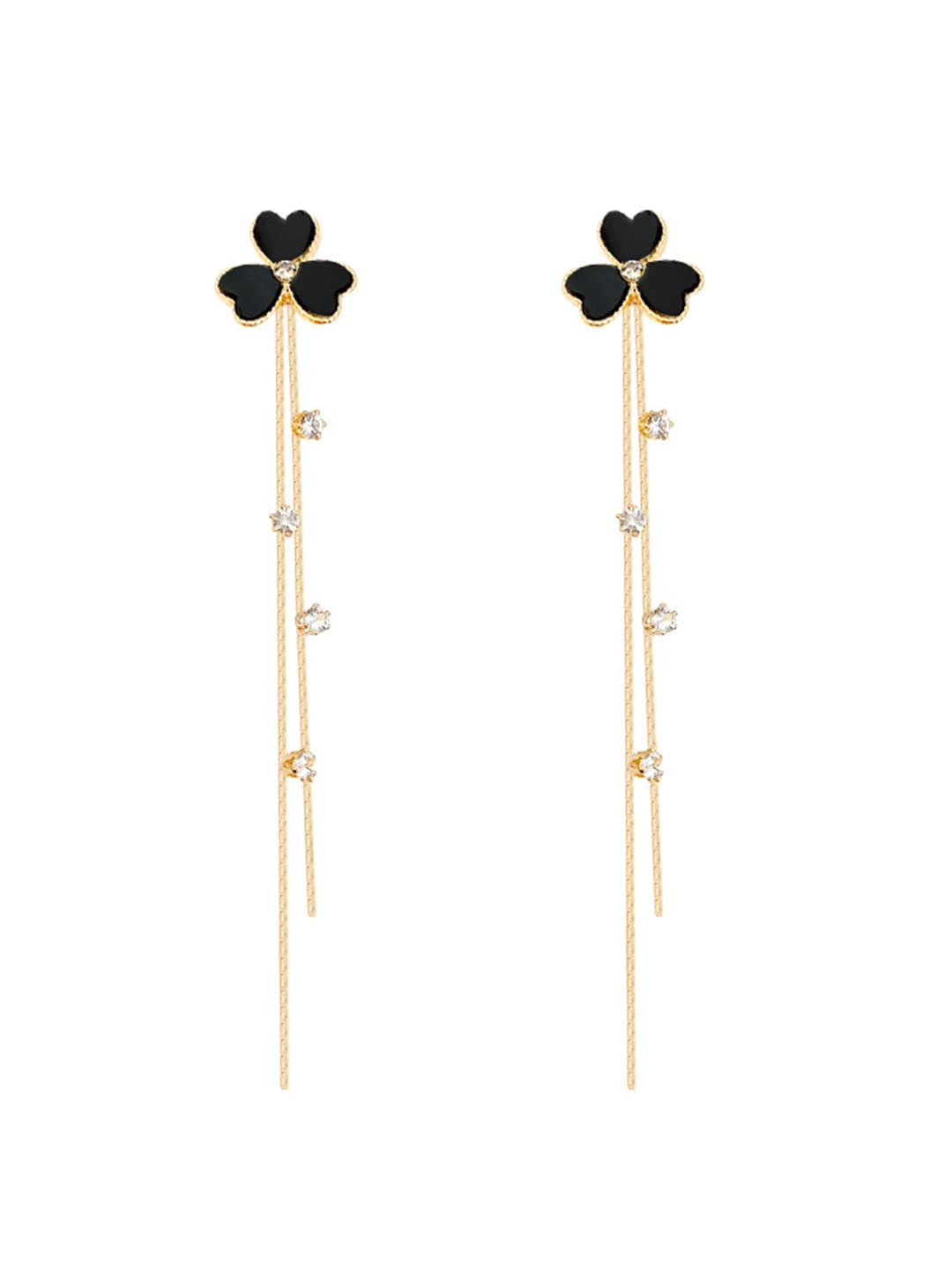 Yellow Chimes Gold Tone Black Earrings - Festive Accessory