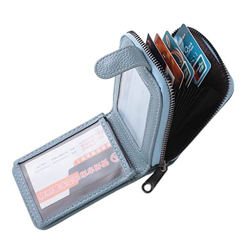 Kuber Industries Card Holder Wallet for Men Women|Debit Credit Card Holder|Wallet for Id, Visiting Card, Buisness Card|RFID Protected|Button & Zipper Closure Wallet|Blue (Pack of 4)