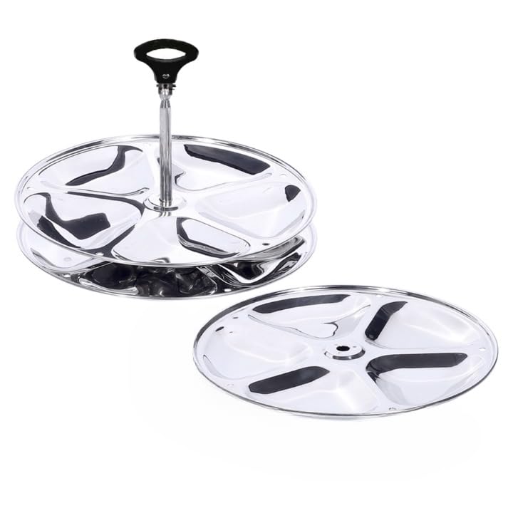 USHA SHRIRAM Stainless Steel Idli Plates (3 Plates - 15 Idlis) | Idli Plates With Removable Bakelite Handle | Idly Stand For Cooker | Idli Stand | Thate Idli Maker | Idly Maker