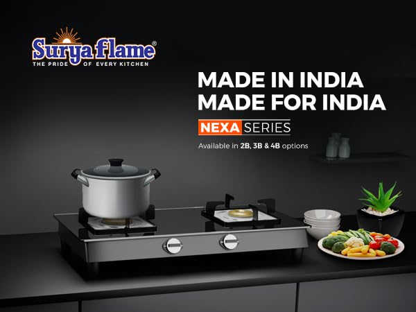 Gas Stove: 2 Burner LPG with Glass Top & Stainless Steel Body | 2 Drip Trays | Black | 2 Years Warranty