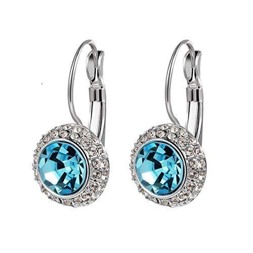 Yellow Chimes Designer Blue Crystal Clip-on Earrings - Perfect for anniversaries