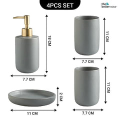 The Better Home 4Pcs Bathroomware Set Grey (Set of 4)