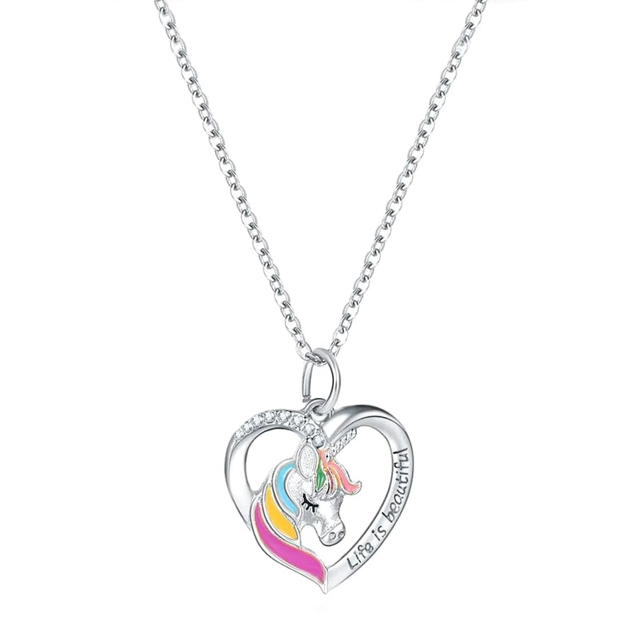 Yellow Chimes Melbees Pendant Necklace - Unicorn & Heart Theme