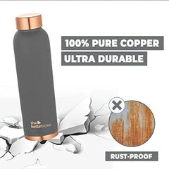 The Better Home Copper Water Bottle 1 Litre | 100% Pure Copper Bottle | BPA Free Water Bottle with Anti Oxidant Properties of Copper Blue Pack of 2 (Grey)