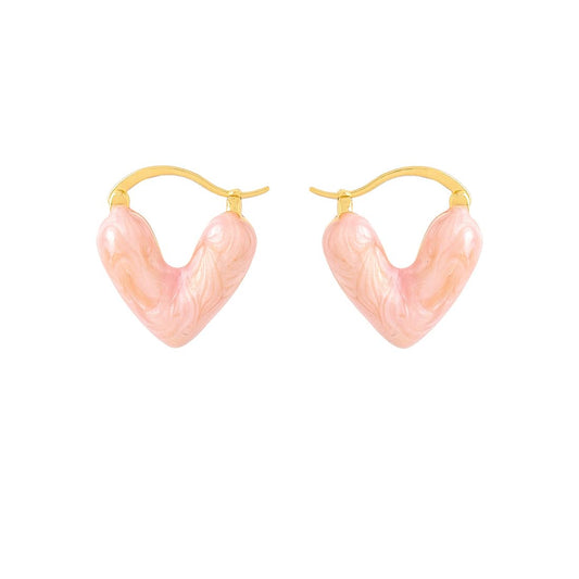 Yellow Chimes heart shaped pink hoop earrings - unique gift ideas
