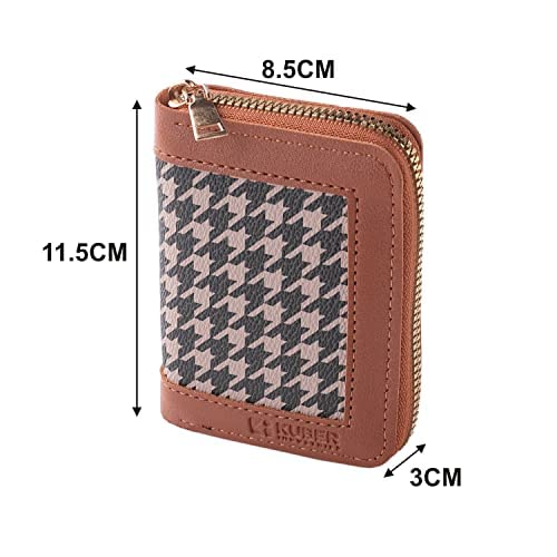 Kuber Industries Card Holder Wallet for Men Women|Debit Credit Card Holder|Wallet for Id, Visiting Card, Buisness Card|Zipper Closure Wallet|Brown (Pack of 4)