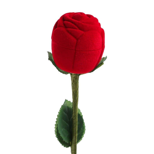 Kairangi Velvet Red Rose Ring Box - Classic Adjustable Ring Included