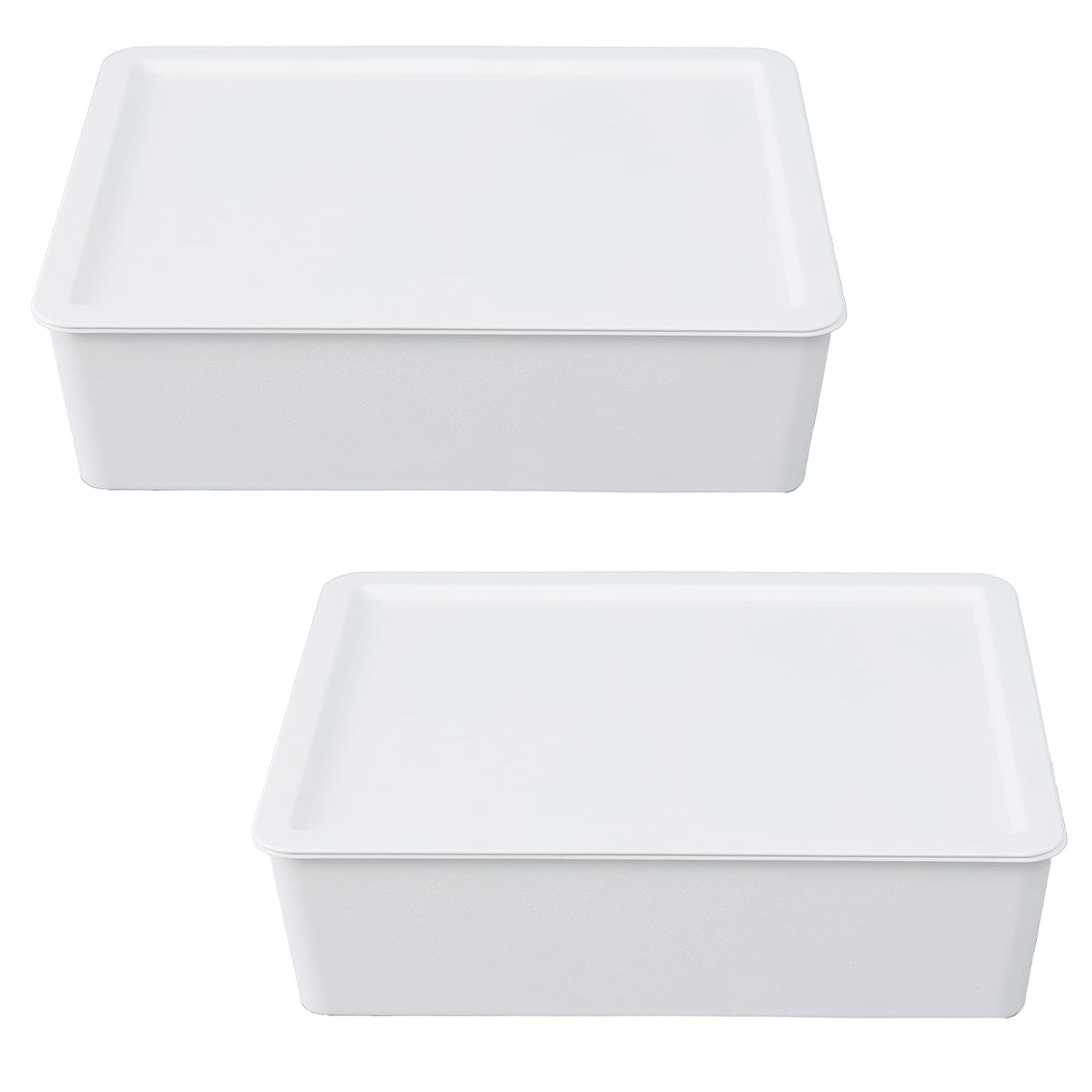 Combo: Multipurpose Sturdy Cloth Storage Box with Lid | Spacious & Durable | Size: Large | Color: White