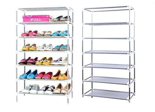 Pack of 4: Foldable Shoe Rack - 6 Shelves, Non-Woven | Storage Organizer for Shoes & Books | Grey