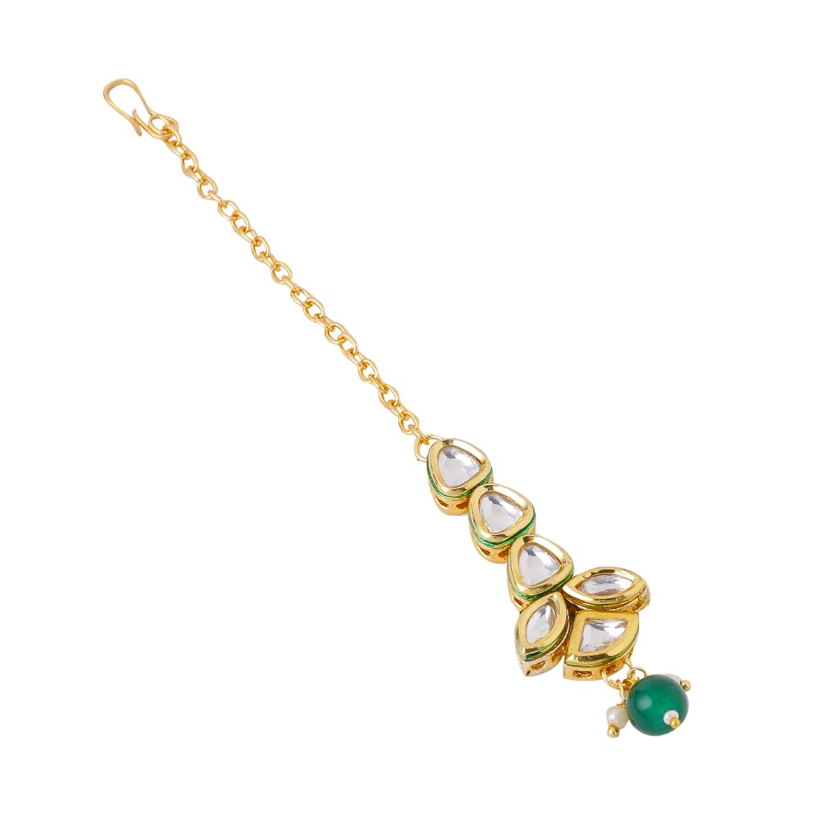 Yellow Chimes beaded maangtikka - Cultural celebration piece