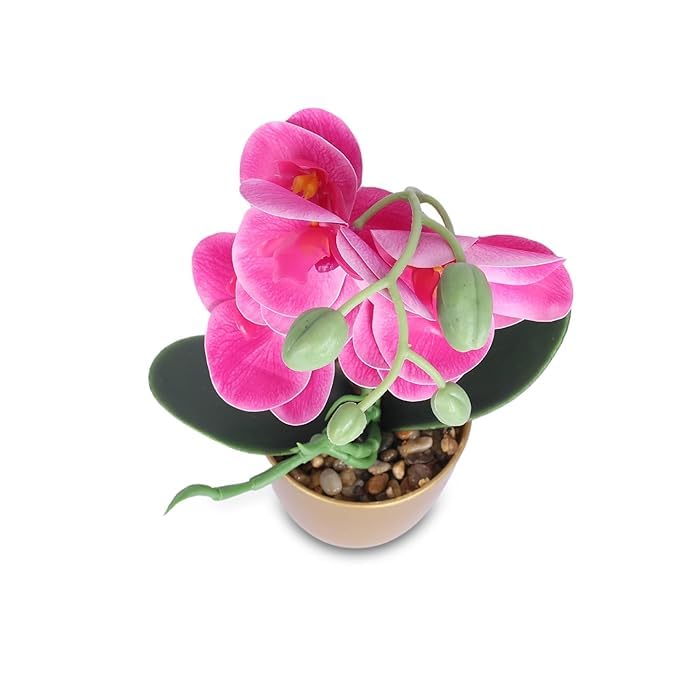 Kuber Industries Artificial Plants for Home D?cor|Natural Looking Indoor Fake Plants with Pot|Artificial Flowers for Decoration-Pack of 5 (Pink)