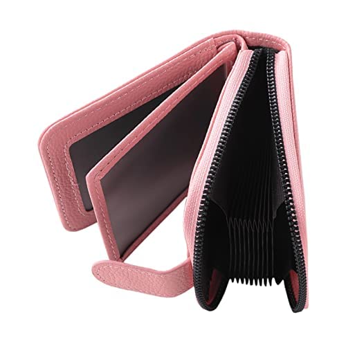 Kuber Industries Card Holder Wallet for Men Women|Debit Credit Card Holder|Wallet for Id, Visiting Card, Buisness Card|RFID Protected|Button & Zipper Closure Wallet|Pink (Pack of 5)