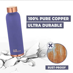 The Better Home Copper Water Bottle 1 Litre | 100% Pure Copper Bottle | BPA Free Water Bottle with Anti Oxidant Properties of Copper Blue Pack of 2 (Purple)
