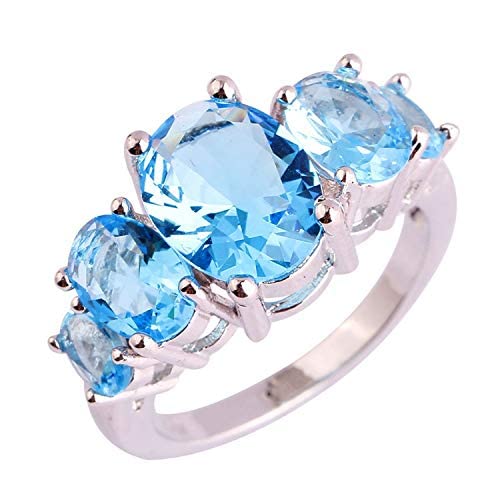 Yellow Chimes stylish blue topaz solitaire ring - birthday gift