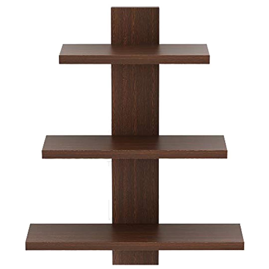 USHA SHRIRAM Tree Shape Wall Mounted Shelf | Ready to Assemble Book Shelf for wall Durable & Sturdy Engineered Wood Wall Shelf for Living Room | 1 Piece | Wenge