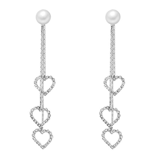 Yellow Chimes Silver Pearl Dangler Earrings - Daily wear