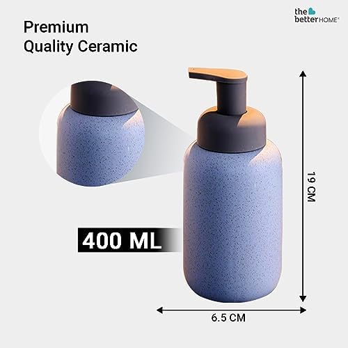 Set of 4: Ceramic Liquid Dispensers - Ideal for Shampoo, Lotion & More | 400ml | Blue