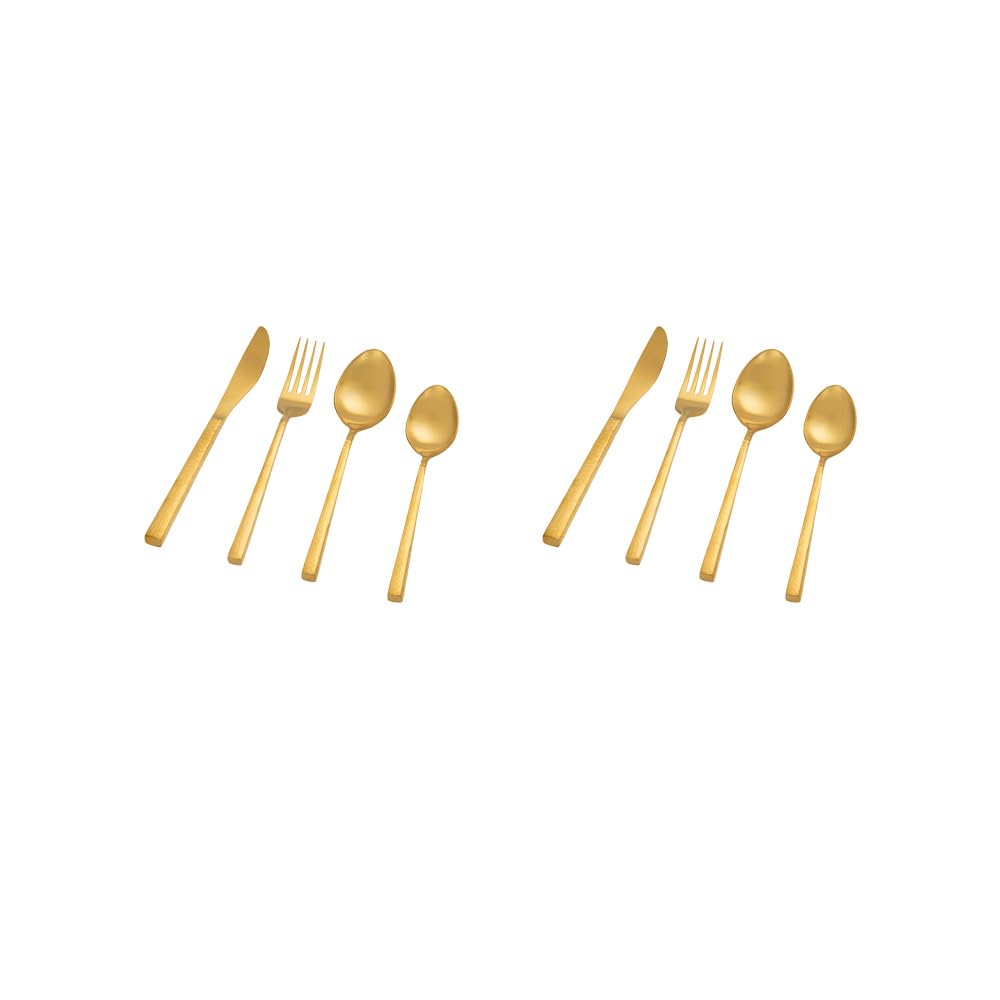 Combo: Gold Hammered Cutlery Set - Stainless Steel, Food Grade | Spoons, Forks, Knives | Dishwasher Safe | Gold