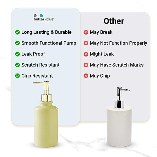 Set of 3: Ceramic Soap Dispenser Bottles - Liquid Pump for Kitchen & Bathroom | 400ml | Green