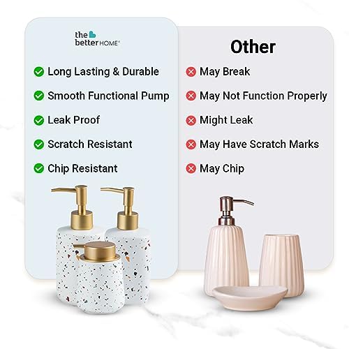 The Better Home White Ceramic Liquid Soap Dispenser Set (Pack of 3-3 pcs Each) | Handwash Dispenser | Soap Dispenser for Bathroom | Bathroom Accessories | Bathroom Organiser