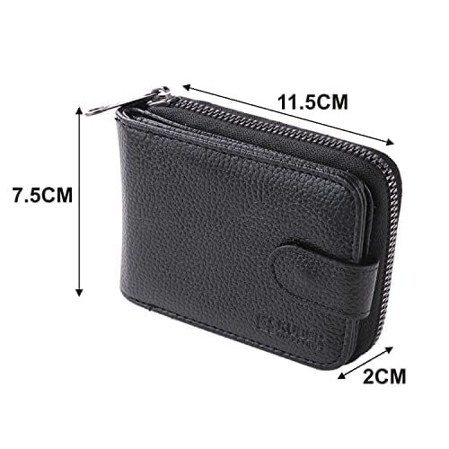 Urbane Home Card Holder Wallet For Men Women|Debit Credit Card Holder|Wallet For Id, Visiting Card, Buisness Card|RFID Protected|Button & Zipper Closure Wallet|Black