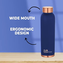 The Better Home Copper Water Bottle 1 Litre | 100% Pure Copper Bottle | BPA Free Water Bottle with Anti Oxidant Properties of Copper Blue Pack of 2 (Teal)