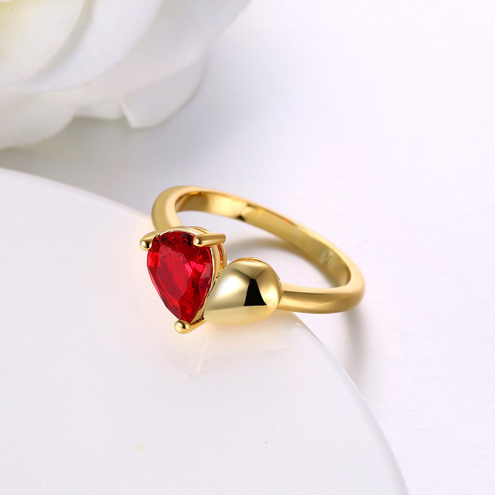 Yellow Chimes red crystal ring - romantic gift for her