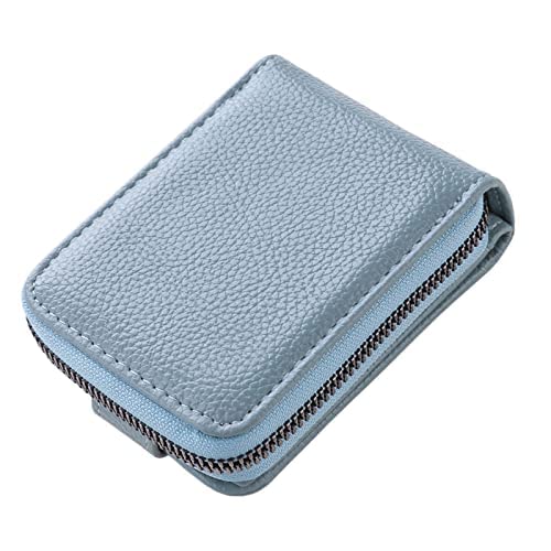 Kuber Industries Card Holder Wallet for Men Women|Debit Credit Card Holder|Wallet for Id, Visiting Card, Buisness Card|RFID Protected|Button & Zipper Closure Wallet|Blue (Pack of 4)