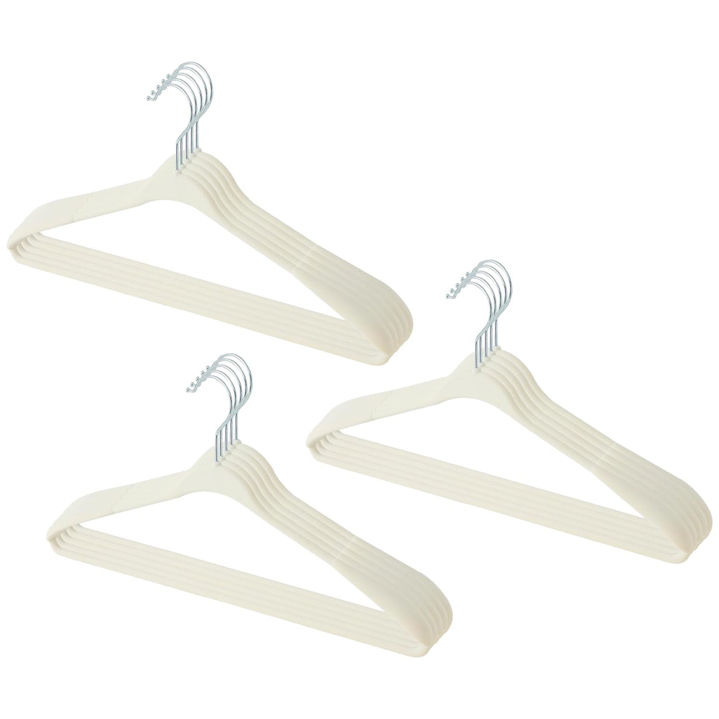 Kuber IndustriesVelvet Cloth Hanger Set of 15 with Chromed Plated Steel Hook (White)