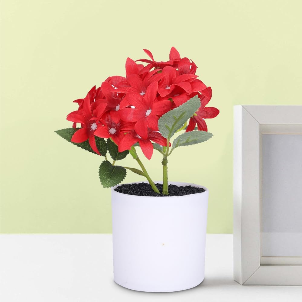 Combo: Artificial Indoor Plants with Natural Look | Includes Pots | Pack of 6 | Color: Red