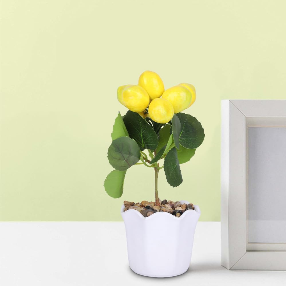 Pack of 2: Artificial Indoor Plants - Natural Looking, Includes Pots | Perfect for Home Décor | Yellow